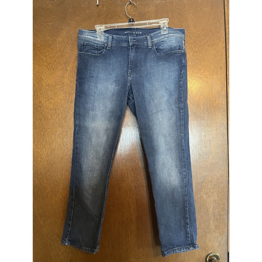 Mott And Bow‎ Boyfriend Jeans Women's 30 X 28 Mid Rise Stretch Medium Blue Wash